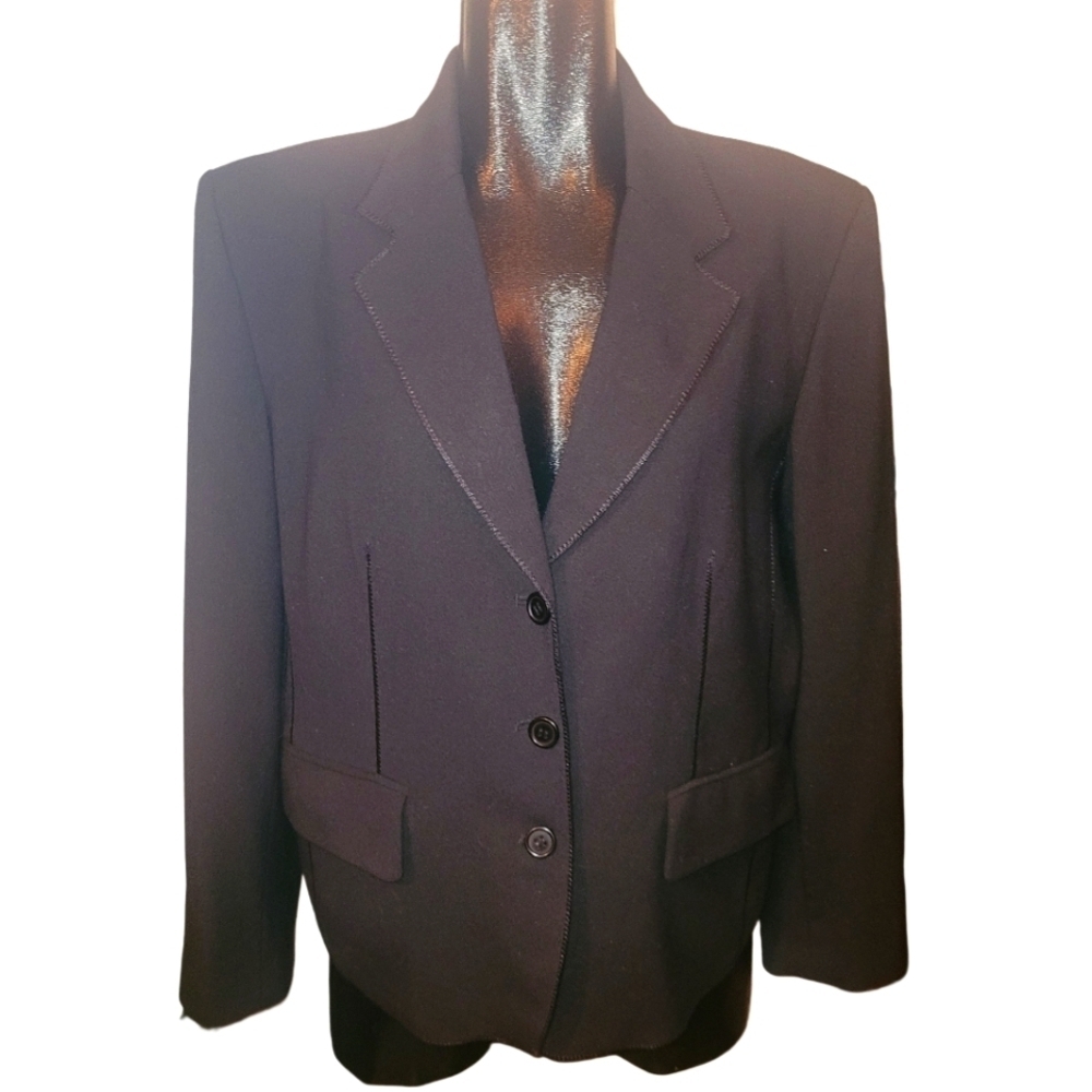 Marc Allan Vintage 90's Classic Black Button Front Blazer Size 16